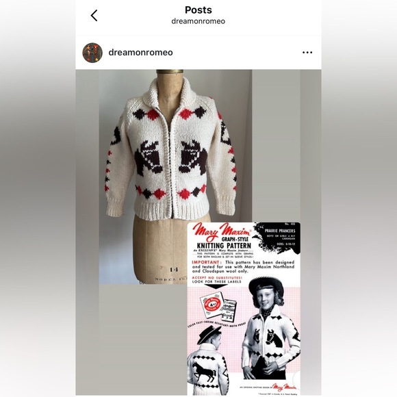 Vintage Sweaters - 1950’s Vintage Handmade Cowichan Horse Sweater